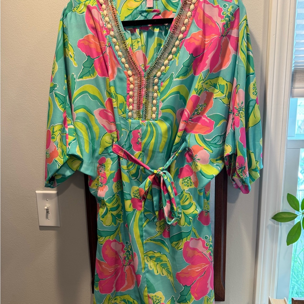 Lilly Pulitzer Floral Kaftan Dress - Pink and Green